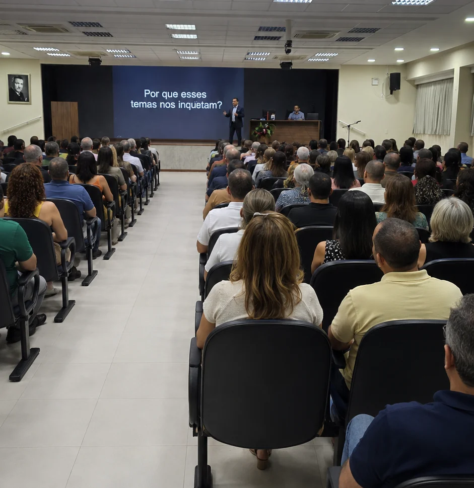 auditório lotado durante palestra de Logosofia